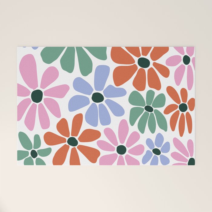 Christmas Retro Floral  Welcome Mat Gallery Image 1