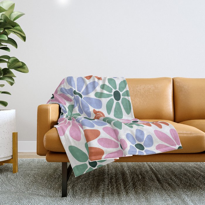 Christmas Retro Floral  Throw Blanket Gallery Image 1