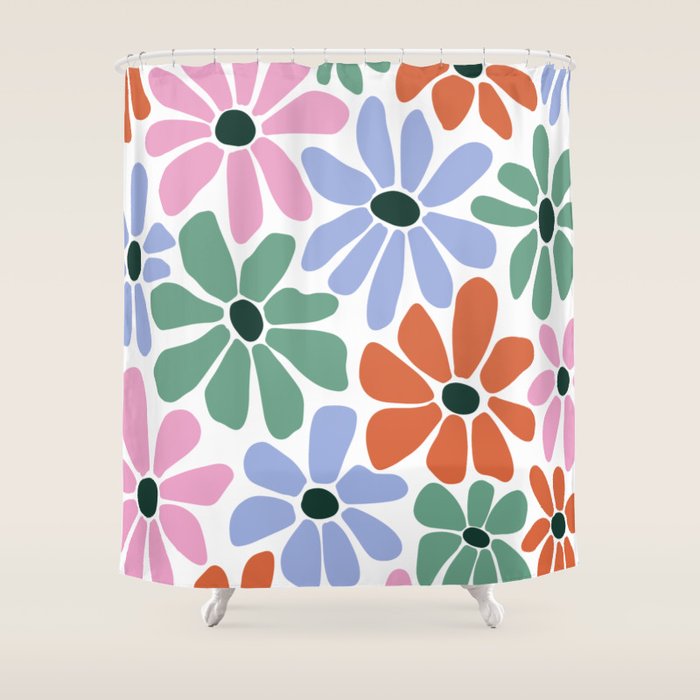 Christmas Retro Floral  Shower Curtain Gallery Image 1