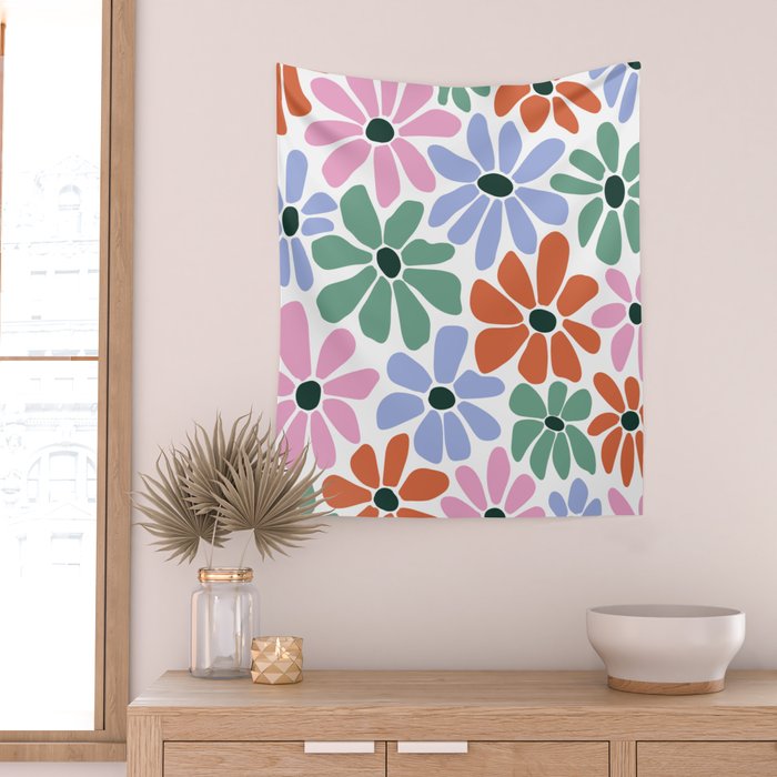 Christmas Retro Floral  Wall Tapestry Gallery Image 2