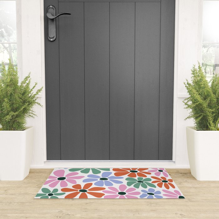 Christmas Retro Floral  Welcome Mat Gallery Image 3