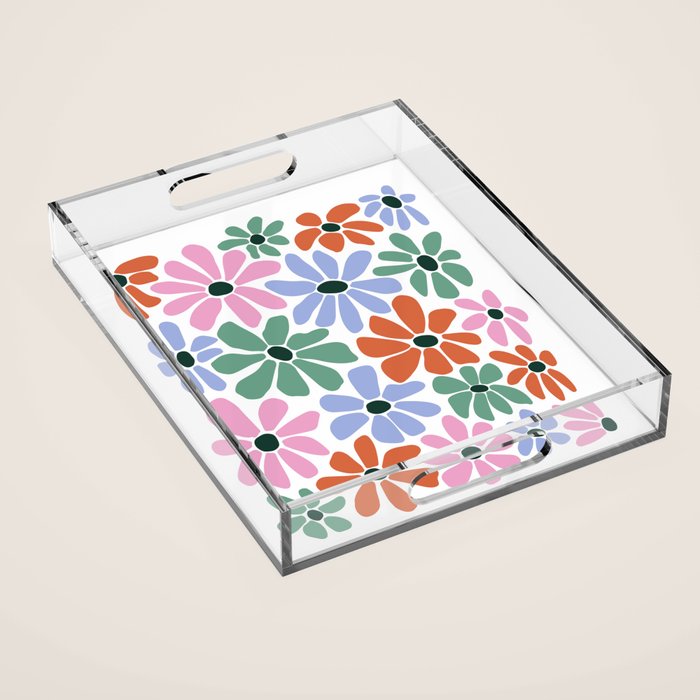 Christmas Retro Floral  Acrylic Tray Gallery Image 1