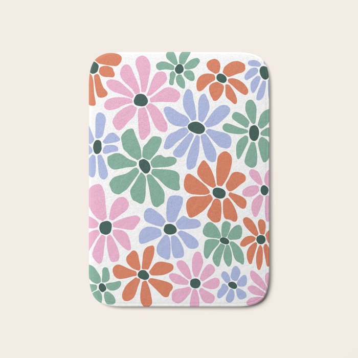 Christmas Retro Floral  Bath Mat Gallery Image 1