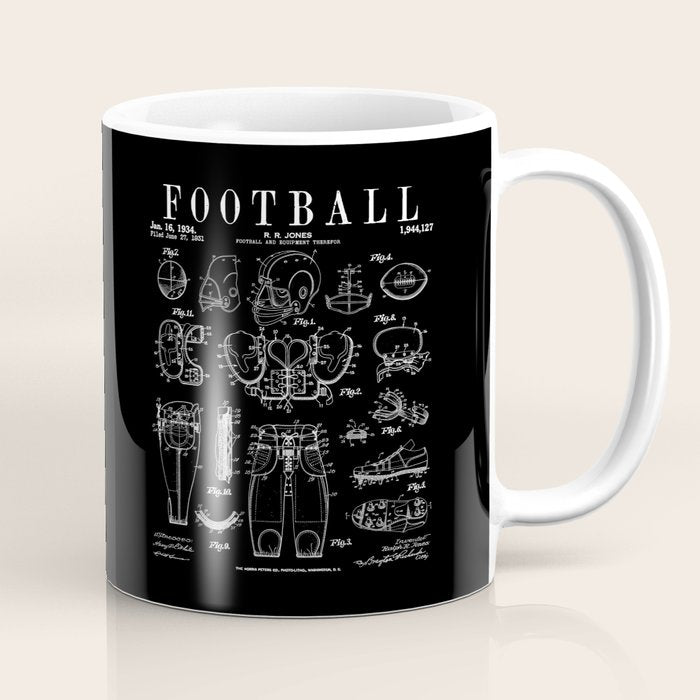 American Football Old Vintage Patent Drawing Print Coffee Mug Gallery Image 1