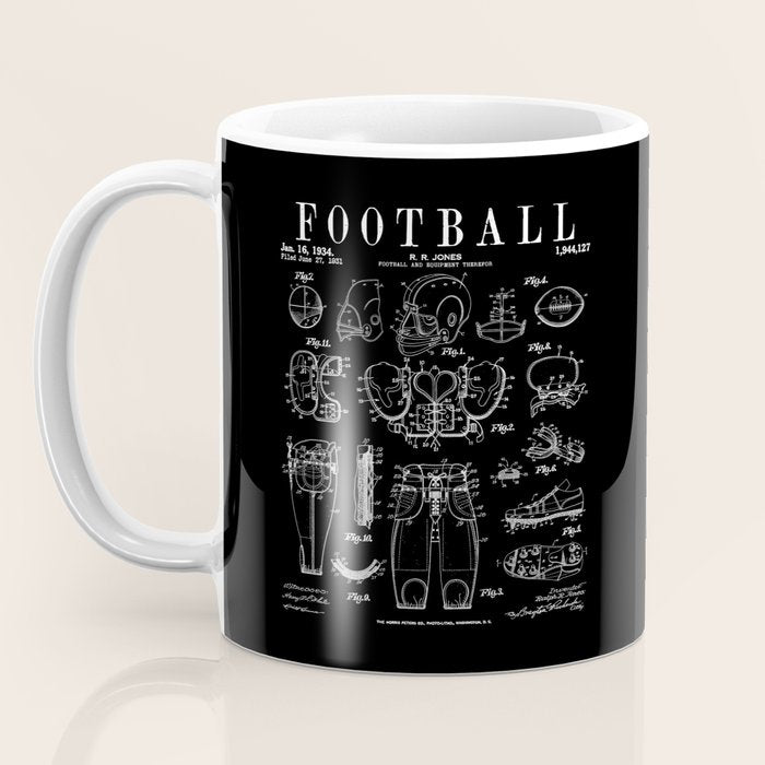 American Football Old Vintage Patent Drawing Print Coffee Mug Gallery Image 3