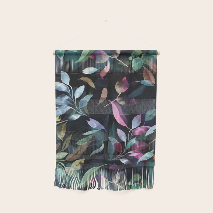 Midnight garden foliage Watercolor Leaves Dark Romantic botanical Jewel tones Wall Hanging Gallery Image 1