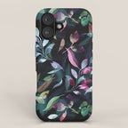 Midnight garden foliage Watercolor Leaves Dark Romantic botanical Jewel tones iPhone Case Gallery Image 1
