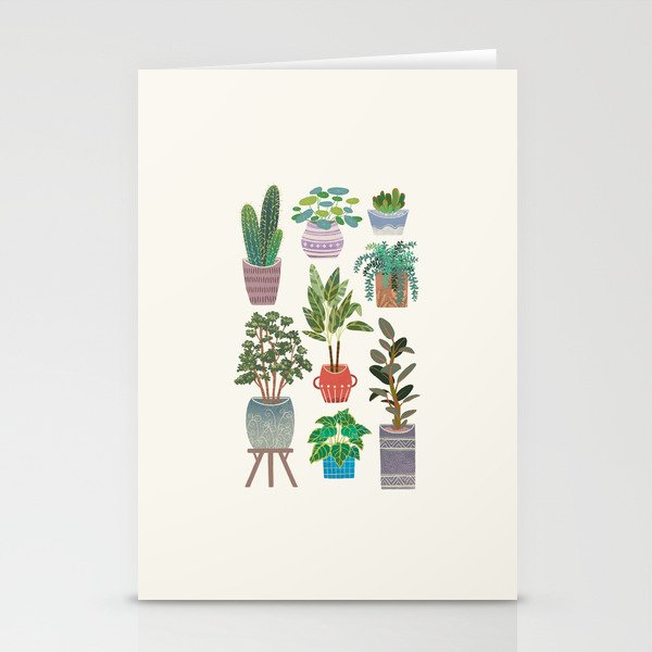 Art print of love for plants on a Ivory background Stationery Card Gallery Image 1
