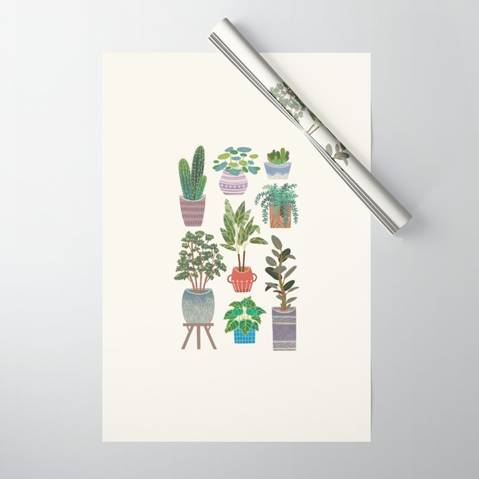 Art print of love for plants on a Ivory background Wrapping Paper Gallery Image 1