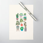 Art print of love for plants on a Ivory background Wrapping Paper Gallery Image 1