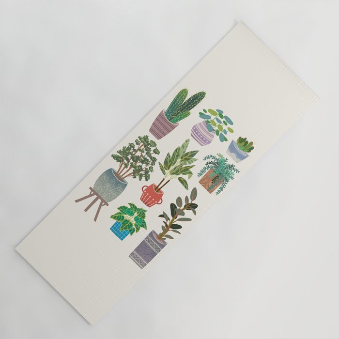 Art print of love for plants on a Ivory background Yoga Mat Gallery Image 1
