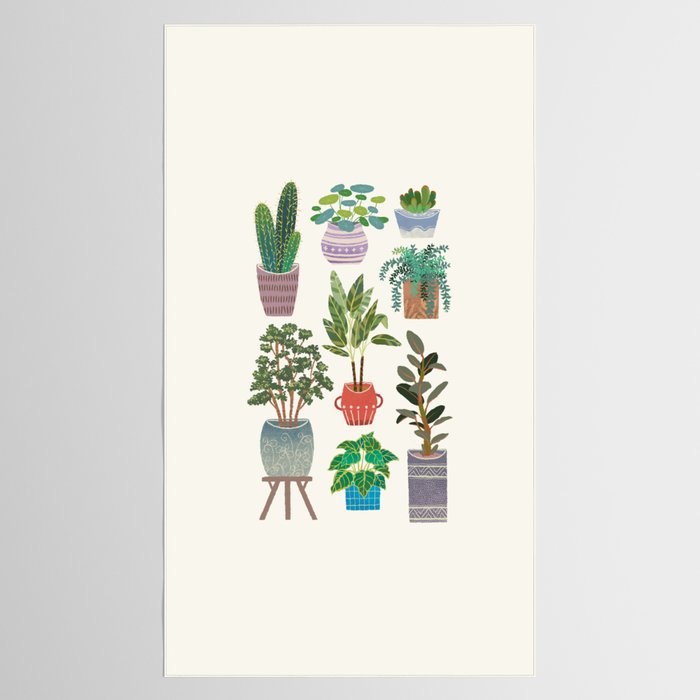 Art print of love for plants on a Ivory background Tablecloth Gallery Image 2