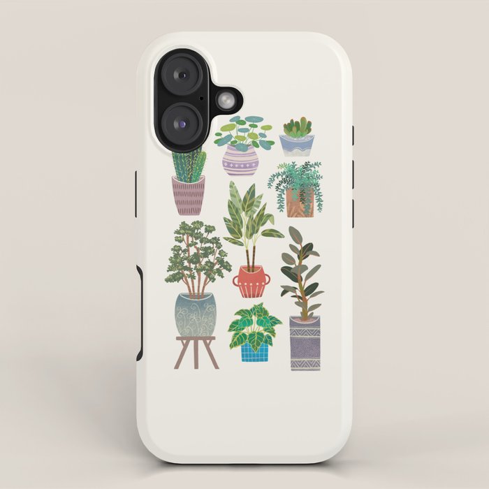 Art print of love for plants on a Ivory background iPhone Case Gallery Image 1