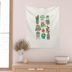 Art print of love for plants on a Ivory background Wall Tapestry Gallery Image 2