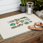 Art print of love for plants on a Ivory background Outdoor Rug Gallery Image 2