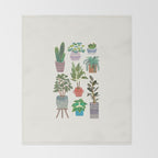 Art print of love for plants on a Ivory background Throw Blanket Gallery Image 2