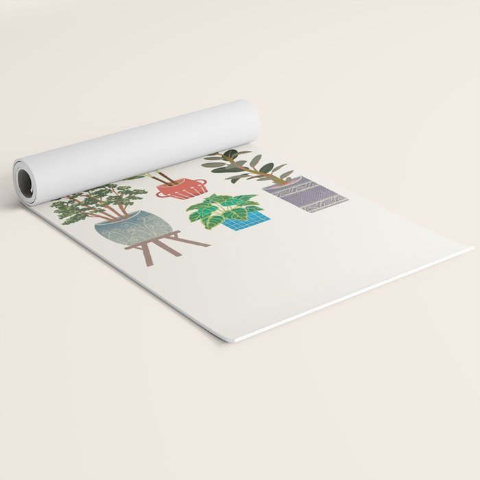 Art print of love for plants on a Ivory background Yoga Mat Gallery Image 2