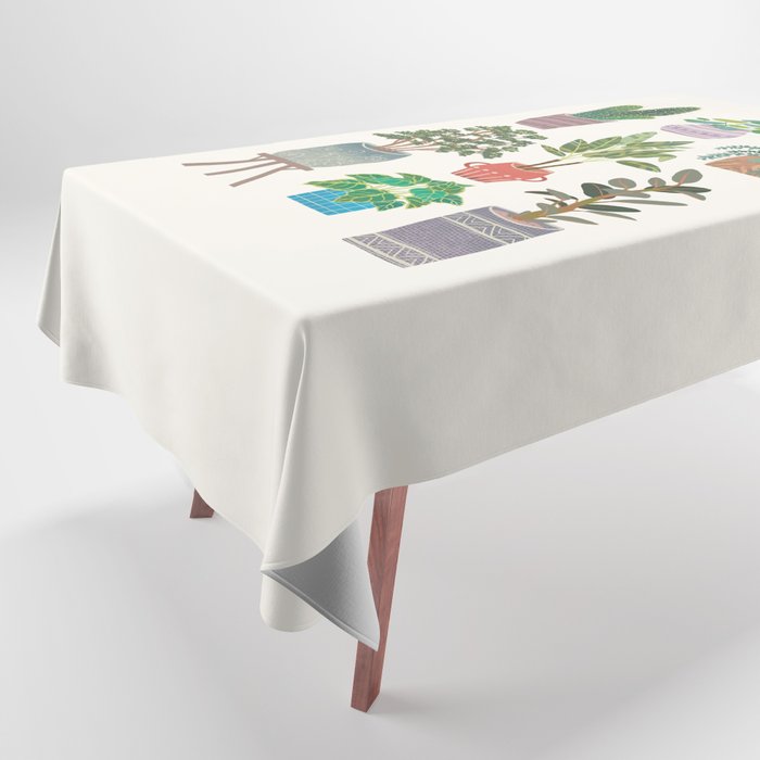 Art print of love for plants on a Ivory background Tablecloth Gallery Image 1