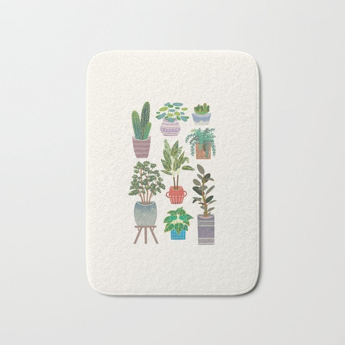 Art print of love for plants on a Ivory background Bath Mat Gallery Image 1