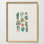 Art print of love for plants on a Ivory background Serving Tray Gallery Image 1