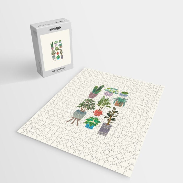 Art print of love for plants on a Ivory background Jigsaw Puzzle Gallery Image 2