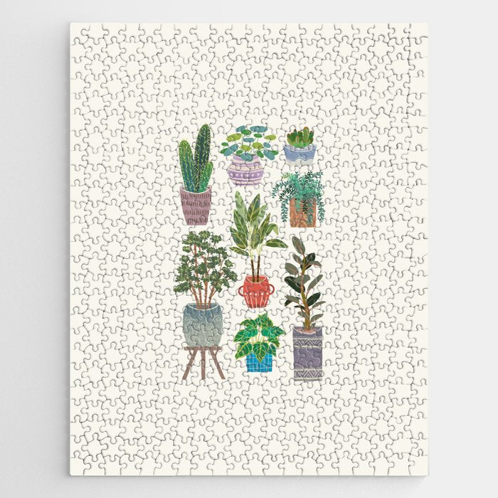 Art print of love for plants on a Ivory background Jigsaw Puzzle Gallery Image 1