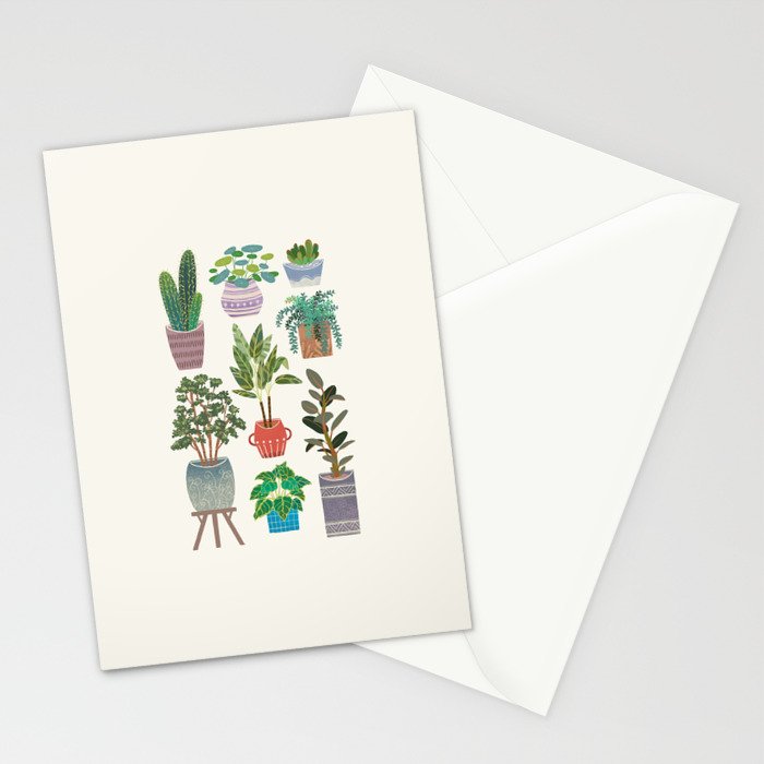 Art print of love for plants on a Ivory background Stationery Card Gallery Image 2