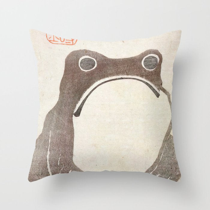 Matsumoto Hoji Grumpy Frog (1814) Throw Pillow Gallery Image 1