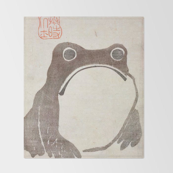 Matsumoto Hoji Grumpy Frog (1814) Throw Blanket Gallery Image 2