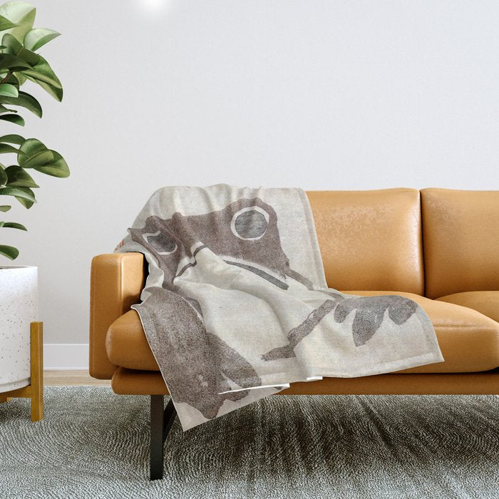 Matsumoto Hoji Grumpy Frog (1814) Throw Blanket Gallery Image 1