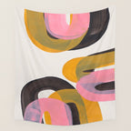 Hills Mid Century Modern Minimalist Fun Colorful Abstract Shapes Pink Yellow Black by Ejaaz Haniff Wall Tapestry Gallery Image 4