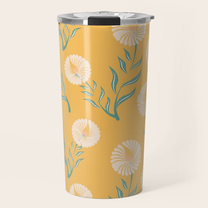 Yellow Flowers Travel Mug Gallery Image 1