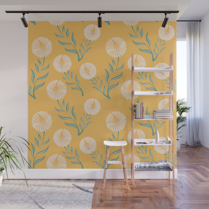 Yellow Flowers Wall Mural Gallery Image 1