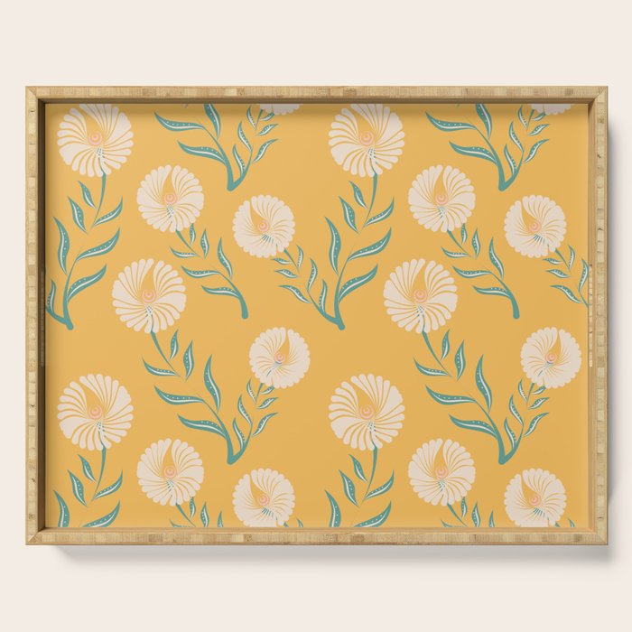 Yellow Flowers Serving Tray Gallery Image 1