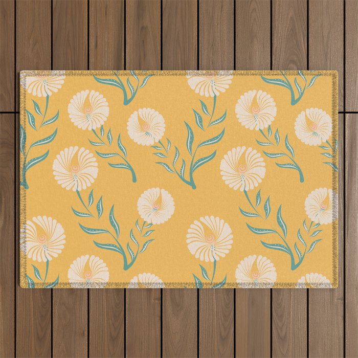 Yellow Flowers Outdoor Rug Gallery Image 1
