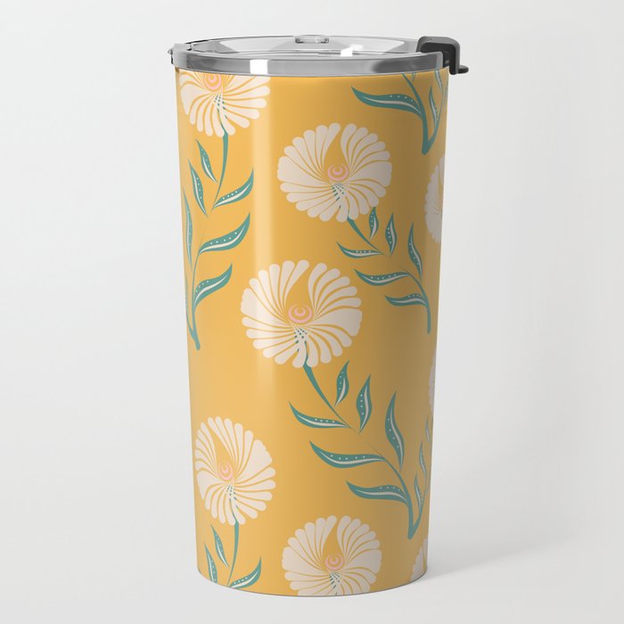 Yellow Flowers Travel Mug Gallery Image 2