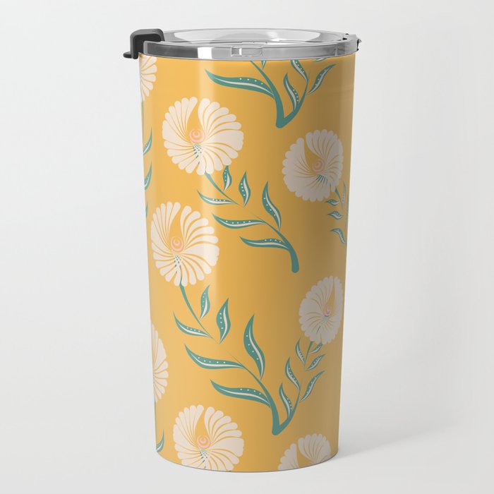 Yellow Flowers Travel Mug Gallery Image 3