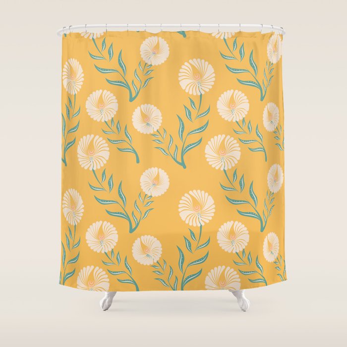 Yellow Flowers Shower Curtain Gallery Image 1