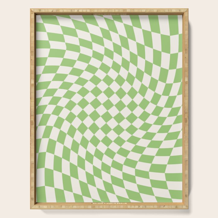 Green Checker Swirl Serving Tray Gallery Image 1