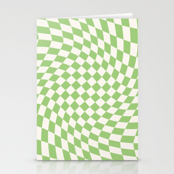Green Checker Swirl Stationery Card Gallery Image 2