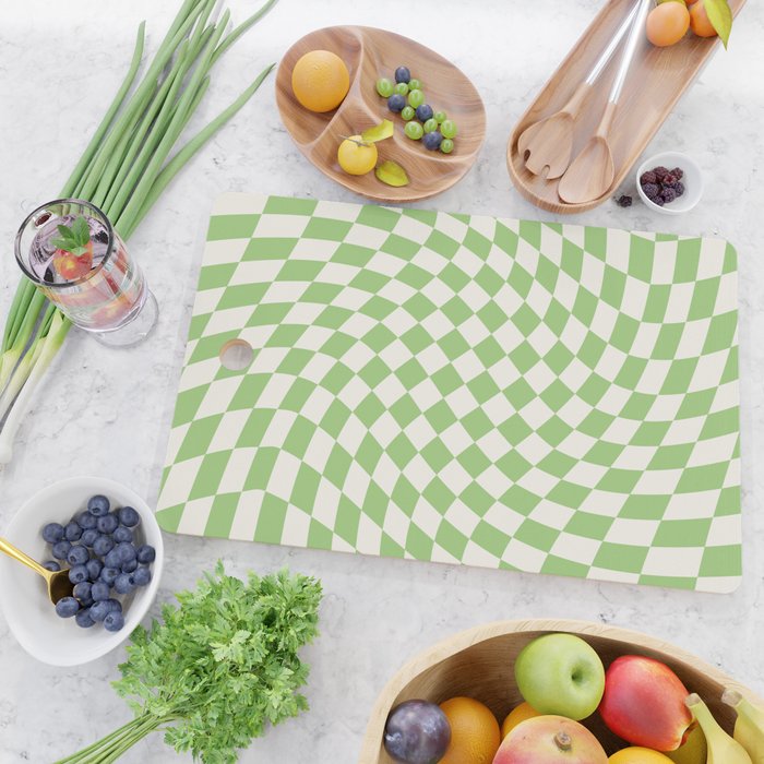 Green Checker Swirl Cutting Board Gallery Image 2