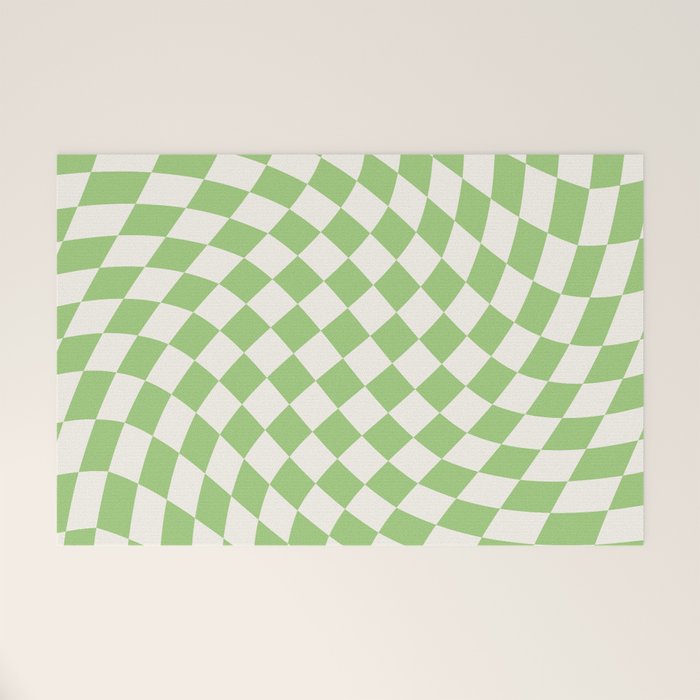 Green Checker Swirl Welcome Mat Gallery Image 1