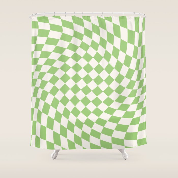 Green Checker Swirl Shower Curtain Gallery Image 1