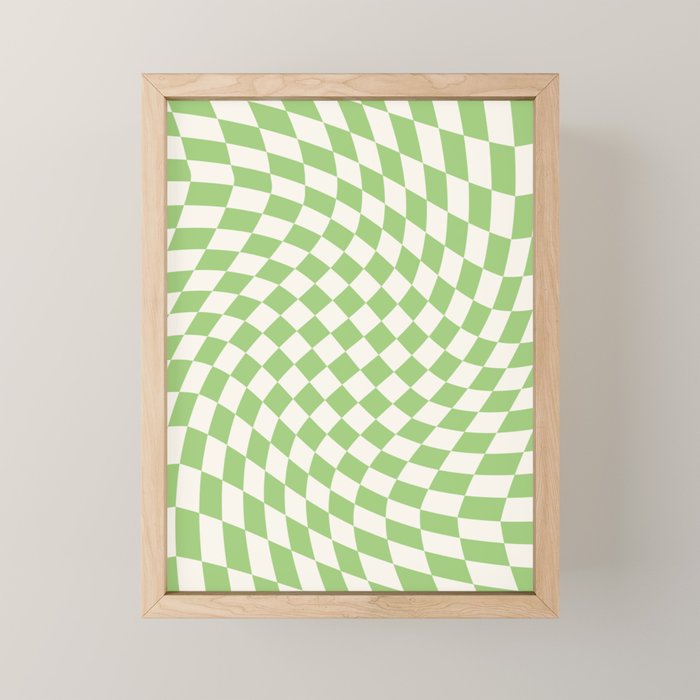 Green Checker Swirl Mini Art Print Gallery Image 1