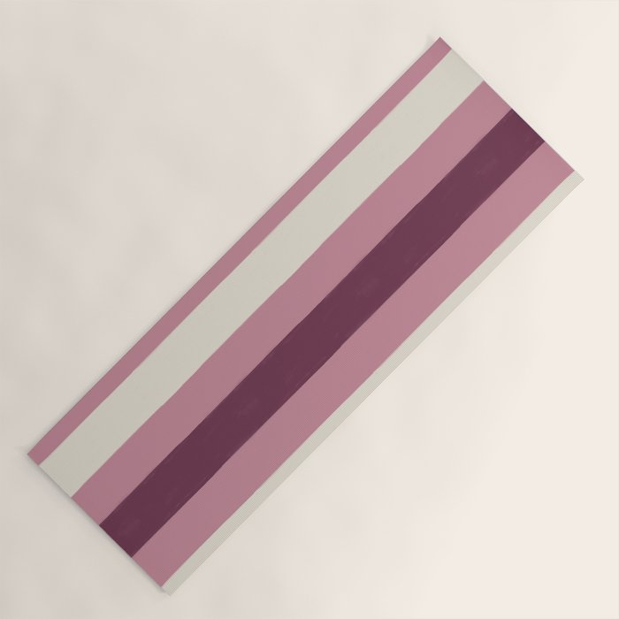 Bold Burgundy and Pink Striped Pattern Yoga Mat Gallery Image 1