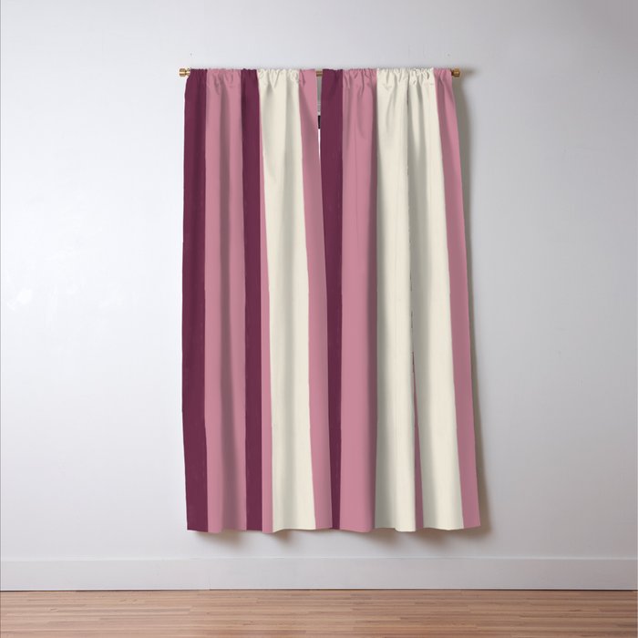Bold Burgundy and Pink Striped Pattern Window Curtain Gallery Image 3