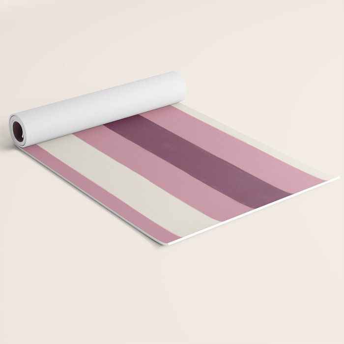 Bold Burgundy and Pink Striped Pattern Yoga Mat Gallery Image 2