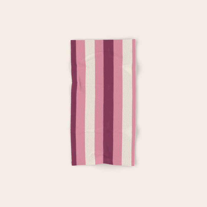 Bold Burgundy and Pink Striped Pattern Bath Towel Gallery Image 1