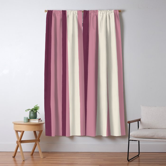 Bold Burgundy and Pink Striped Pattern Window Curtain Gallery Image 5