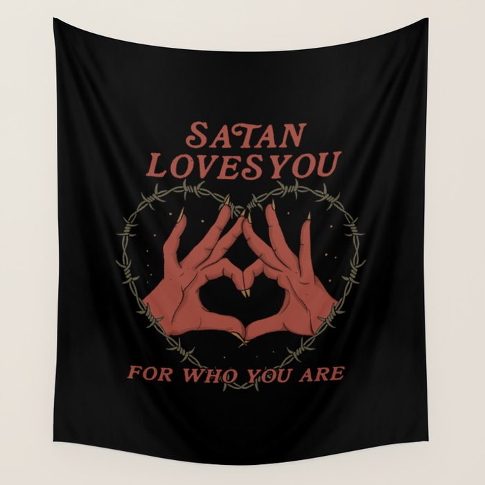 Satan Loves You Wall Tapestry Gallery Image 1